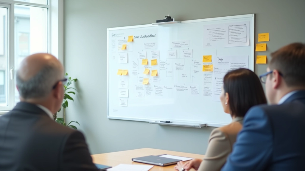 Digital strategy session with transformation roadmap displayed on wall